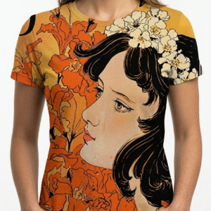 "Vintage Art Nouveau Floral Graphic T-Shirt For Women''